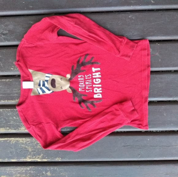 3/$25 EUC Gymboree dark red long sleeves shirt with Reindeer applique - Picture 2 of 2